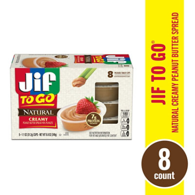 Jif To Go Natural Creamy Peanut Butter Spread Snack Cups Pack - 8.8 Oz - Image 1