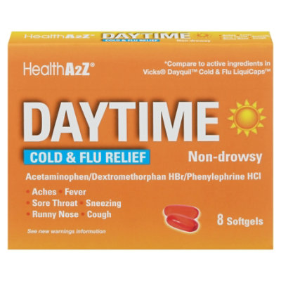HealthA2Z Daytime Cold & Flu Relief Softgels - 8 Count - Image 3