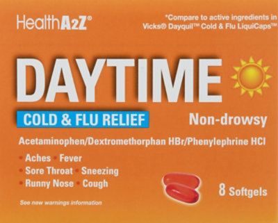 HealthA2Z Daytime Cold & Flu Relief Softgels - 8 Count - Image 2