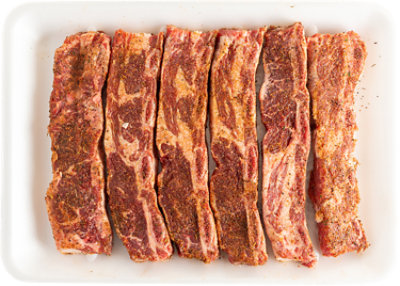 Choice Beef Chuck Short Rib Flanken Seasoned Valu Pack - LB