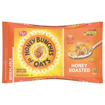 Post Honey Bunches Of Oats Honey Roasted Cereal Resealable Bag - 32 Oz - Image 2