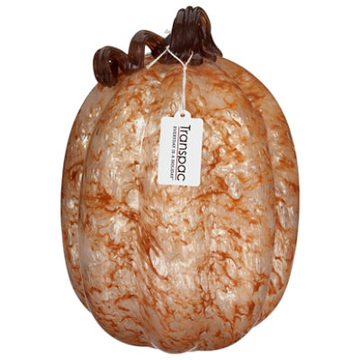 Glass Light Up Org/gry Pumpkin - EA - Image 2