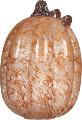 Glass Light Up Org/gry Pumpkin - EA - Image 3