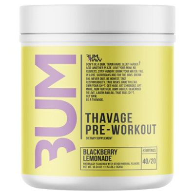 Bum Blue Thavage Pre Workout Blackberry Lemonade Dietary Supplement - 18.34 Oz - Image 3