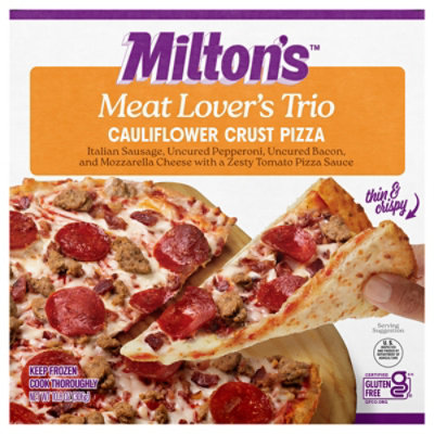 Milton's Frozen Meat Lover's Trio Cauliflower Crust Pizza - 10.8 Oz - Image 2
