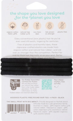 Kooshoo Plastic Free Round Black Hair Ties 4 Pk - 4PK - Image 3
