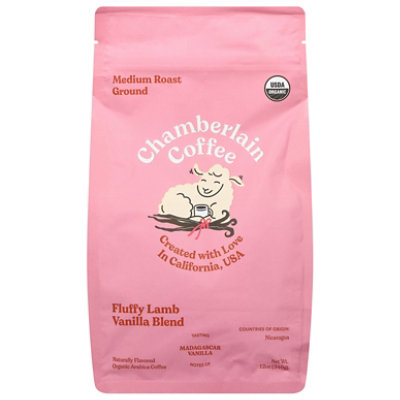 Chamberlain Coffee Fluffy Vanilla Blend Medium Roast Organic Arabica Coffee Ground - 12 Oz - Image 1