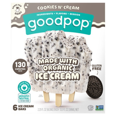 Goodpop Cookies N Cream Organic Gluten Free  Ice Cream Bars - 6 Count - Image 2