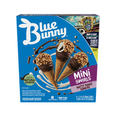 Blue Bunny Mini Swirls Nutty Fudge Sundae - 8 Count - Image 1