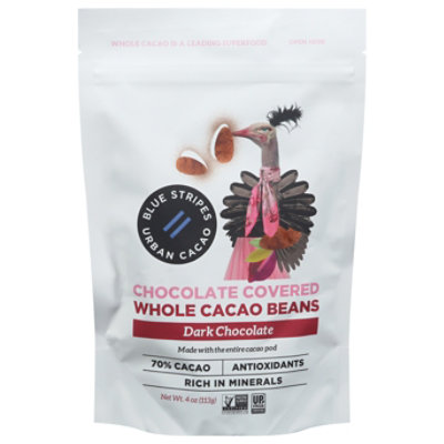 Blue Stripes Bean Cacao Dark Chocolate Covered - 3.5 OZ