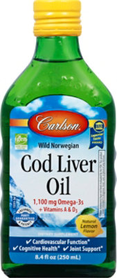 Carlson Cod Liver Oil Lemon - 250 ML - Image 2