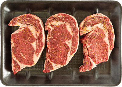 Choice Beef Ribeye Steak Boneless Seasoned Valu Pack - LB - Image 1