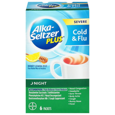 Alka-seltzer Plus Night Severe Cold & Flu Honey Lemon Fast Relief Mix-in P - 6 CT - Image 3