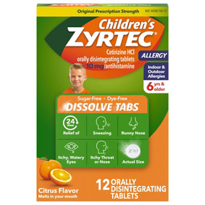 Zyrtec Childrens Allergy Antihistamine Dissolve Tabs Original Prescription - 12 CT - Image 2