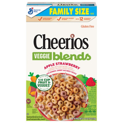 Cheerios Veggie Blends Apple Strawberry Sweetened Oat & Corn Cereal - 18 Oz - Image 1