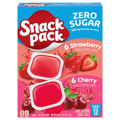 Snack Pack Suger Free Strawberry & Cherry 4-3.25 Oz - 12 CT - Image 1