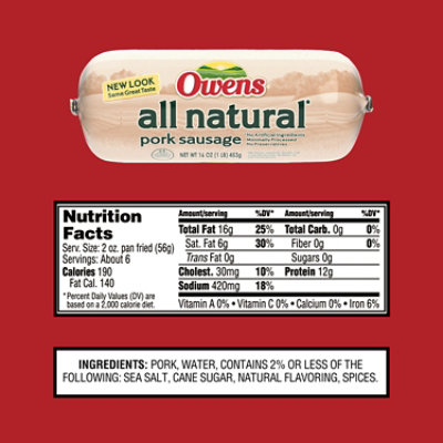 Owens All Natural Pork Sausage - 16 Oz - Image 7