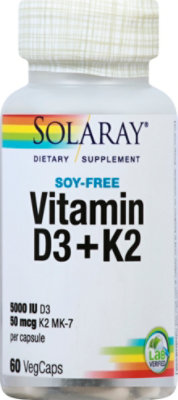 Solaray Vitamin D-3 & K-2 - 60 CT - Image 2