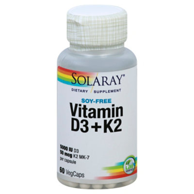 Solaray Vitamin D-3 & K-2 - 60 CT - Image 1