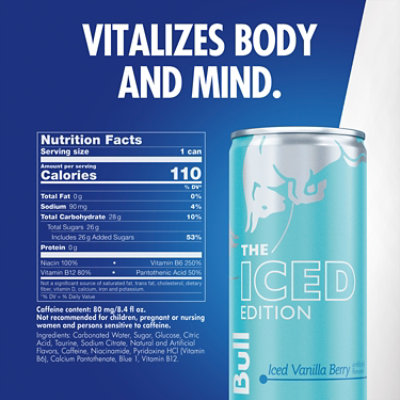 Red Bull Iced Edition Iced Vanilla Berry 80mg Caffeine Energy Drink - 4-8.4 Fl. Oz. - Image 2