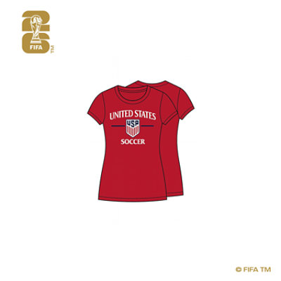 KW Textiles US Soccer Lady T Shirt Red - Each - Image 1