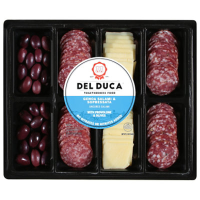 Del Duca Genoa Salami & Sopressata Uncured Salami With Provolone & Olives - 12 OZ - Image 3