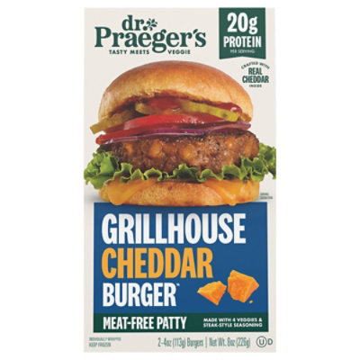 Dr Praeger Burger Grillhouse Cheddar 8oz - 8 OZ - Image 1