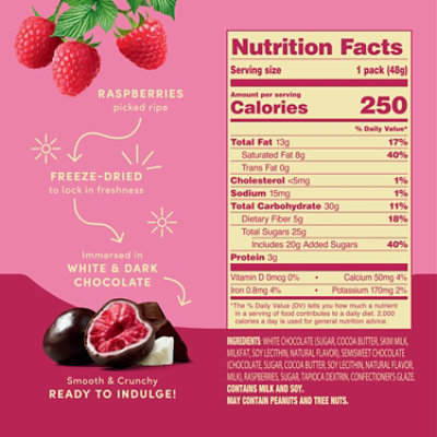 Tru Fru Raspberries In White & Dark Chocolate 1.7 Oz 12 Ct - 1.7 OZ - Image 3