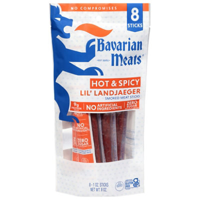 Bavarian Meats Hot And Spicy Lil Landjaeger Smoked Meat Sticks 8ct 1oz - 8 CT - Image 1