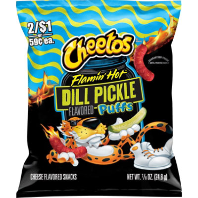 Cheetos Puffs Flamin Hot Dill Pickle 0.875oz - .875 OZ - Image 1