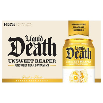Liquid Death Iced Tea Unsweet Reaper 6-12fz - 6-12 FZ - Image 2