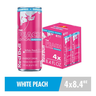 Red Bull Peach Edition Sugarfree White Peach 80mg Caffeine Energy Drink - 4-8.4 Fl. Oz. - Image 1