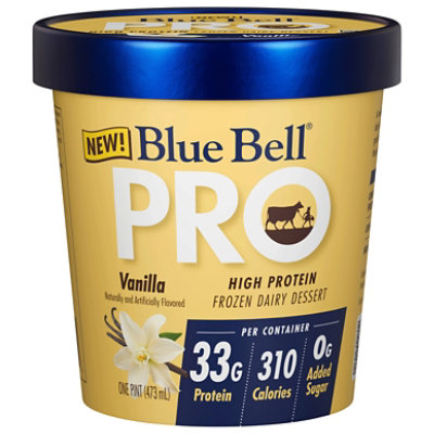 Blue Bell Pro Vanilla High Protein Frozen Dairy Dessert - 1 Pint - 1 PT - Image 1