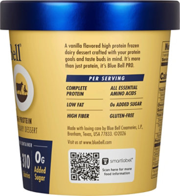 Blue Bell Pro Vanilla High Protein Frozen Dairy Dessert - 1 Pint - 1 PT - Image 3