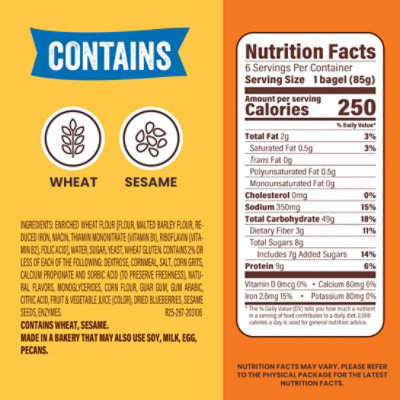 Thomas Blueberry Bagels 6 Count - 18 OZ - Image 2