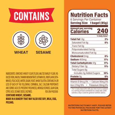 Thomas Plain Bagels 6 Count - 18 OZ - Image 2