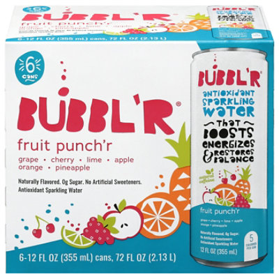 Bubbl'r Antioxidant Sparkling Water Fruit Punch'r - 6 - 12 FZ - Image 2