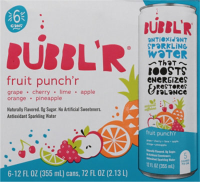 Bubbl'r Antioxidant Sparkling Water Fruit Punch'r - 6 - 12 FZ - Image 5