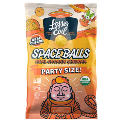 Lesser Evil Puffs Cheddar Space Balls Organic - 7 OZ - Image 1