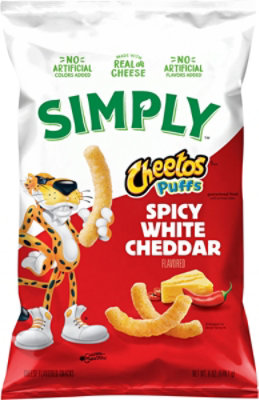 Cheetos Simply Spicy White Cheddar Cheese Puff Snacks - 6 Oz