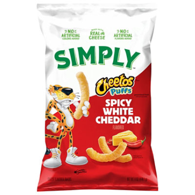 Cheetos Simply Puffs Cheese Flavored Snacks Spicy White Cheddar Flavored, 6 Oz - 6 OZ - Image 2