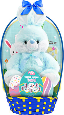 Megatoys Filled Basketblue Bunny Plush Toy - Each - Image 1