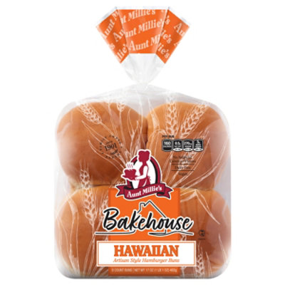 Aunt Millies Bakehouse Artisan Style Hawaiian Hamburger Buns 8 Count - 17 OZ - Image 1