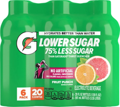 Gatorade Lower Sugar Electrolyte Sport Drink Fruit Punch - 6-20 Fl. Oz. - Image 1