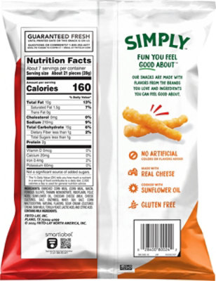 Cheetos Simply Crunchy Cheese Flavored Snacks White Cheddar 6.5 Oz - 6.5 OZ - Image 5