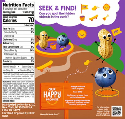 Happy Tot Gluten Free Tb Peanut Butter Blueberry Bars 5x.74oz - 3.7 OZ - Image 6