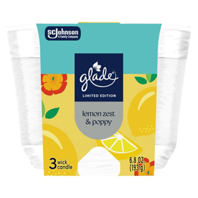 Glade Candle 3 Wick Lemon Zest & Poppy - 6.8 OZ - Image 1