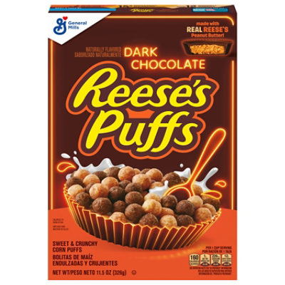 Reeses Puffs Dark Chocolate Breakfast Cereal - 11.5 OZ - Image 1