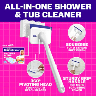Mr. Clean Magic Eraser Shower & Tub Scrubber Kit, Lemon - 1 Cleaning Handle & 2 Erasers - EA - Image 6
