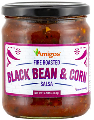 Amigos Fire Roasted Black Bean & Corn Salsa - 15.2 OZ - Image 1